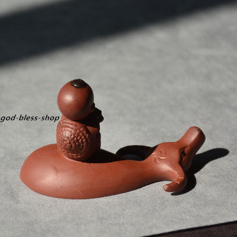 Small Tea Pet Yixing Zisha Purple Clay Tea Play Home Decoration Kid On Buffalo
