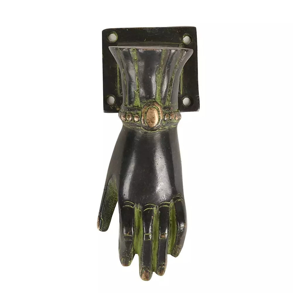 Antique Look Brass Hand Design Green Patina Door Knocker Door Bell Home Decor