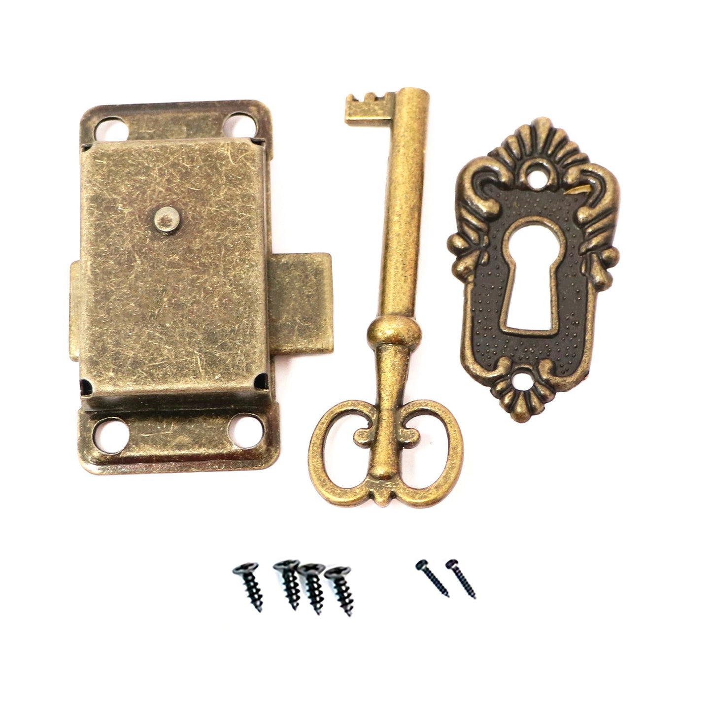 Vintage Iron Alloy Cabinet Door Lock Kit with Key Antique Drawer Wardrobe Lock b