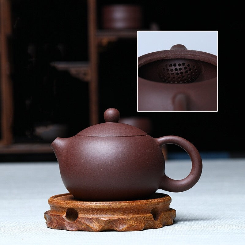 Chinese Tea Pot Yixing Zisha Purple Clay Xishi Pot Ball Shaped Infuser Holes New