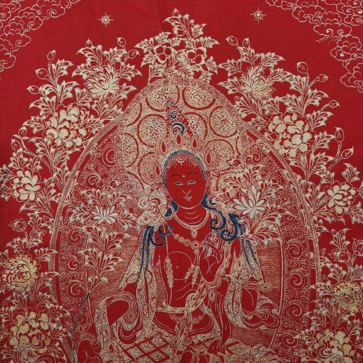36" Tibet Tibetan Cloth Silk Red Tara Guanyin Kwan-yin Tangka Thangka Painting