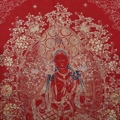 36" Tibet Tibetan Cloth Silk Red Tara Guanyin Kwan-yin Tangka Thangka Painting