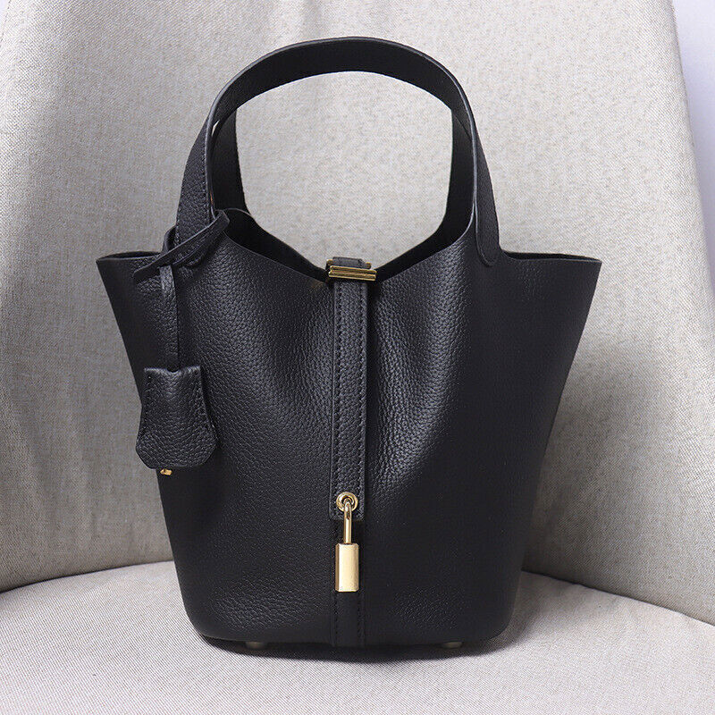 Women Cowhide Leather Handbag Shoulder/Messenger Bucket Bag Large Capacity Totes