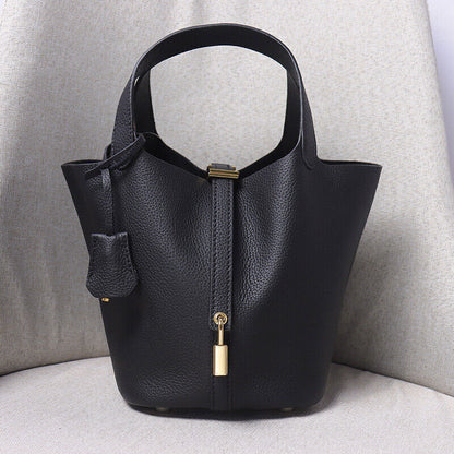 Women Cowhide Leather Handbag Shoulder/Messenger Bucket Bag Large Capacity Totes