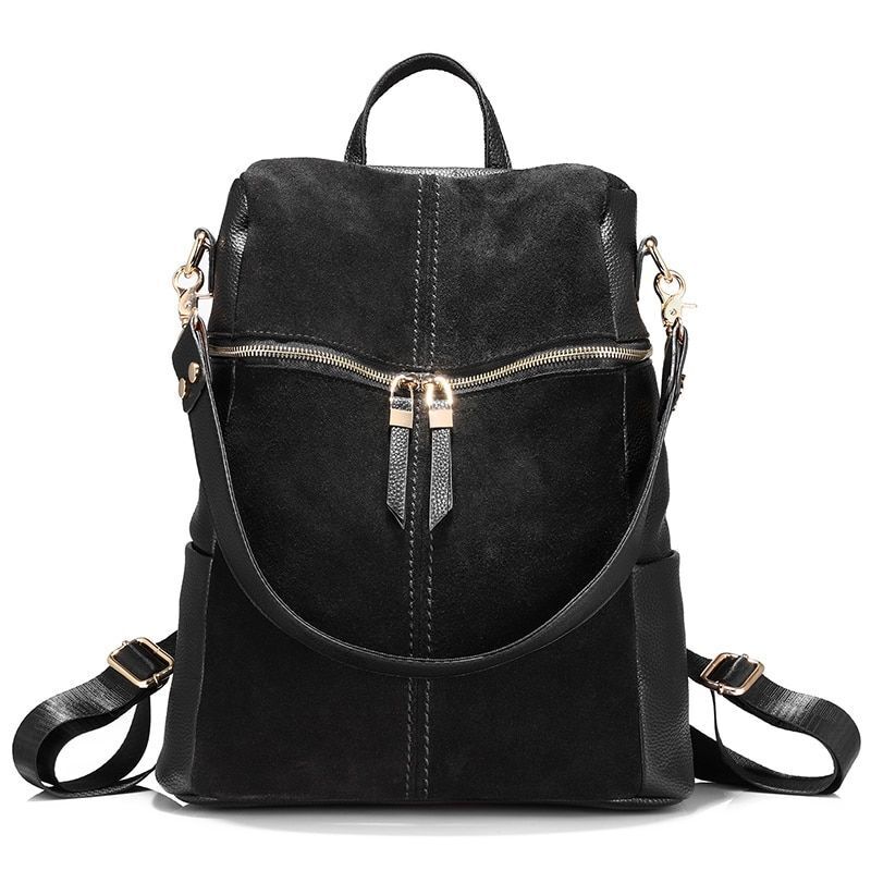 Vintage Backpack Nubuck Synthetic Leather School Large Shoulder Bags Polyester