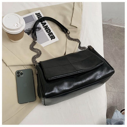 Handbag Vintage Shoulder Bag Thick Chain Messenger Soft Flap Shoulder Crossbody