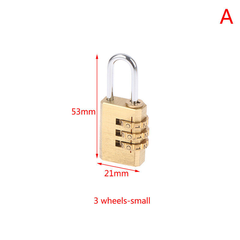 Brass Mini 3/4 Digits Number Code Lock Combination Padlock For Travelling Bag