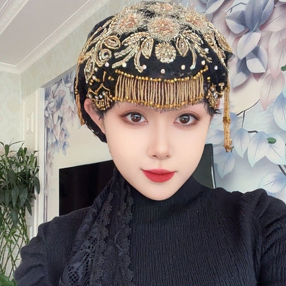 Handmade Beaded Tassel Headscarf Hair Cover Princess Style