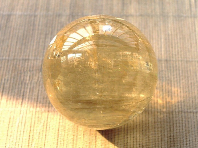 40MM New Natural Citrine Calcite Quartz Crystal Sphere Healing Gemstone+Stand