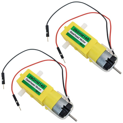 2 Pack Dual Shaft Gear Head Motors, 140 RPM @ 4.5V DC, 48:1 Gearbox Ratio