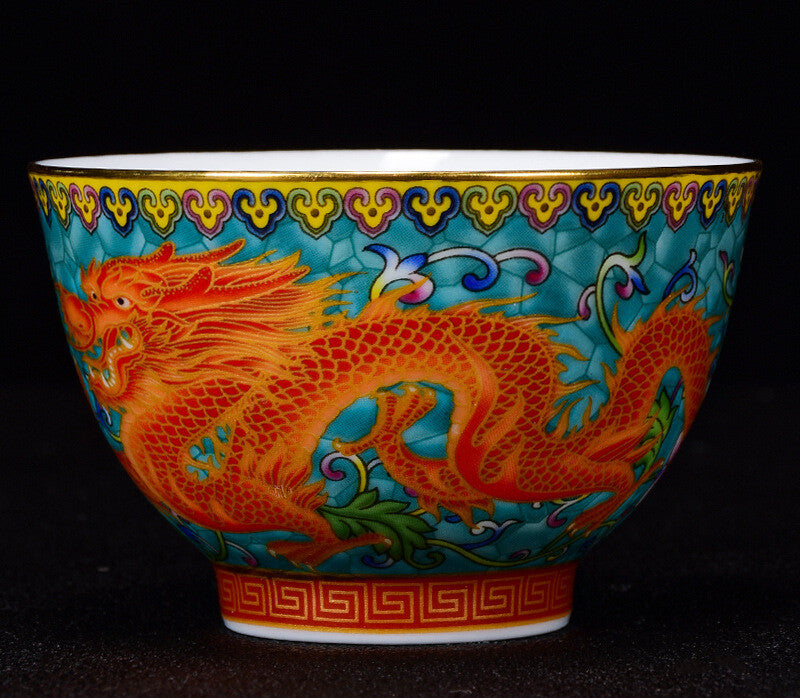 Chinese Tea Cup 100ml Porcelain Under Glaze Dragon Phoenix Master Cup Of Tea New