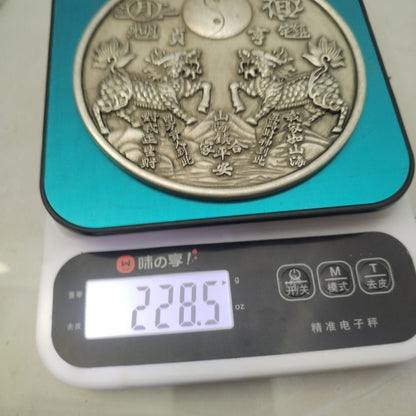 Vintage Chinese Qilin Convex Mirror Eight Trigrams Town Treasure Amulet