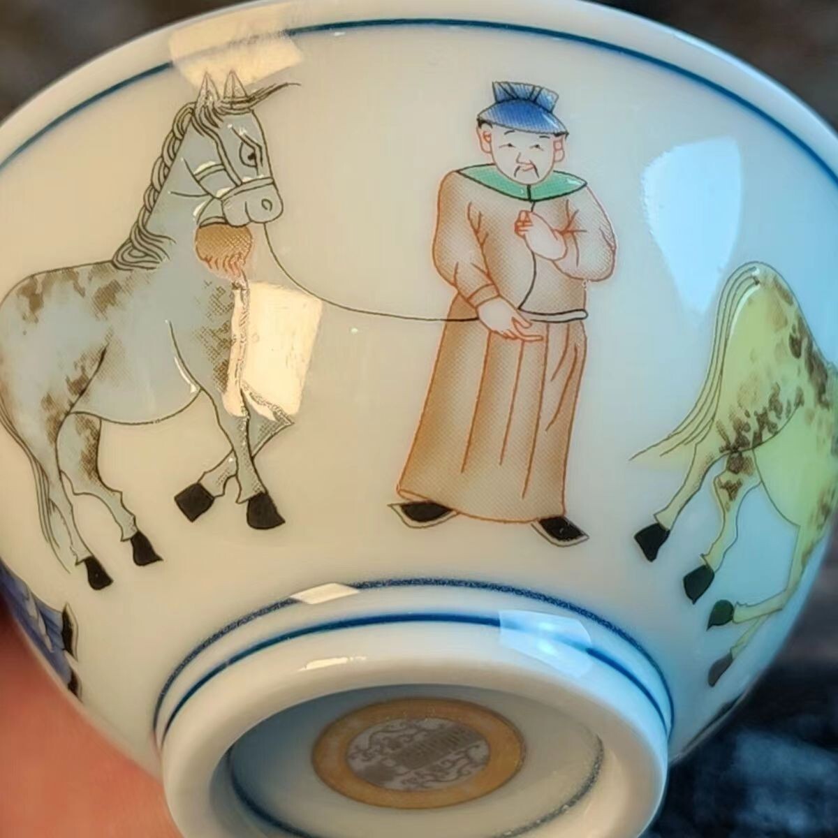 vintage chinese jingdezhen doucai tea cup: scholar 2