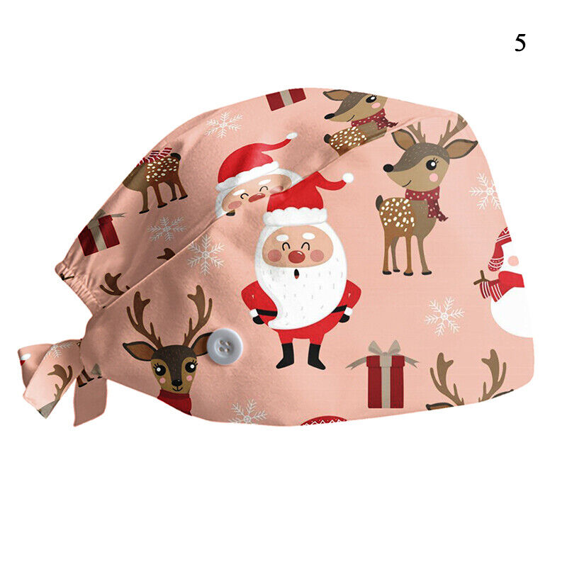 Printed Surgical Cap Adjustable Nurse Cap Baotou Cap Surgical Cap Christmas Hat