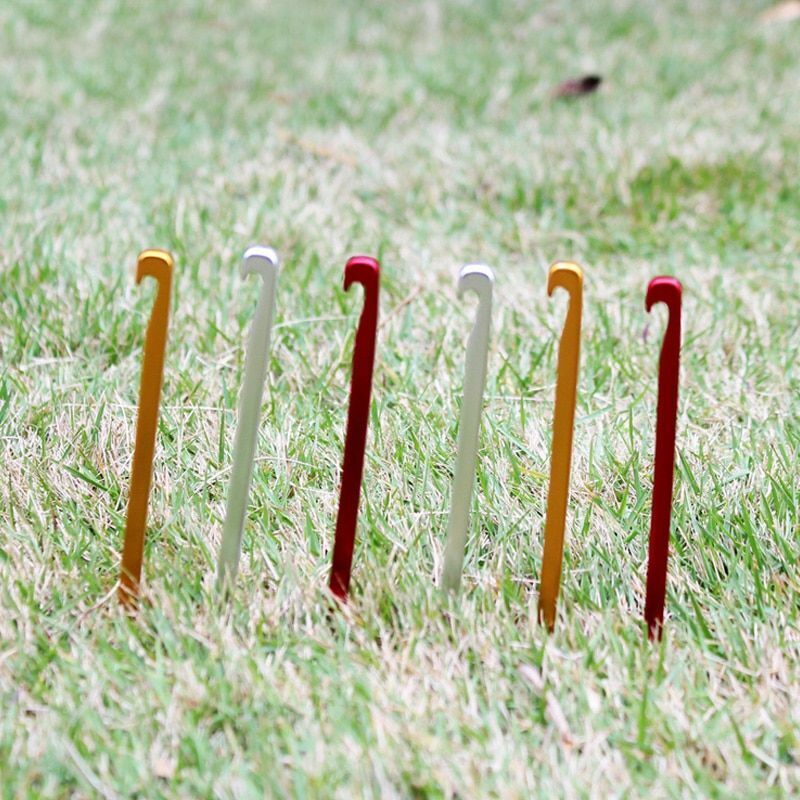 10pcs Aluminum Alloy Tent Pegs Ultralight Square Nail Camping Garden Hook 16cm