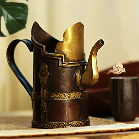 13.5cm Buddhism Copper Butter Pot Tibetan Copper Accessories Teapot Decoration
