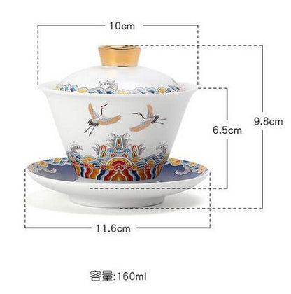 160ml Chinese Ceramic Gaiwan Kung Fu Tea Set Tea Cup Bowl Home Tea Tureen