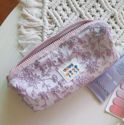 Small Cosmetic Bag Cute Makeup Cotton Fabric Toiletry Bag Students Organizer 1PC