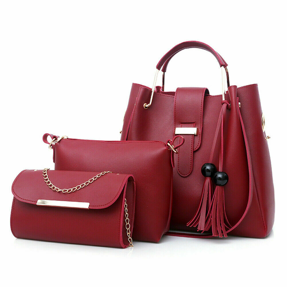 4Pcs/Set Women Lady Leather Handbags Messenger Shoulder Bags Tote Satchel Purse