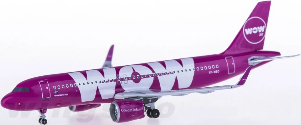 1:400 AeroClassics WOW Air AIRBUS A320neo Passenger Airplane Diecast Plane Model