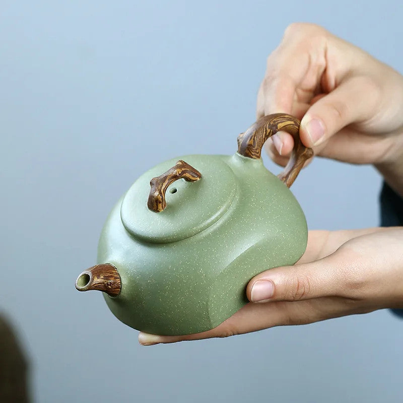 200cc Yixing Green Sand Purple Clay Sand Teapot Handmade Teapot