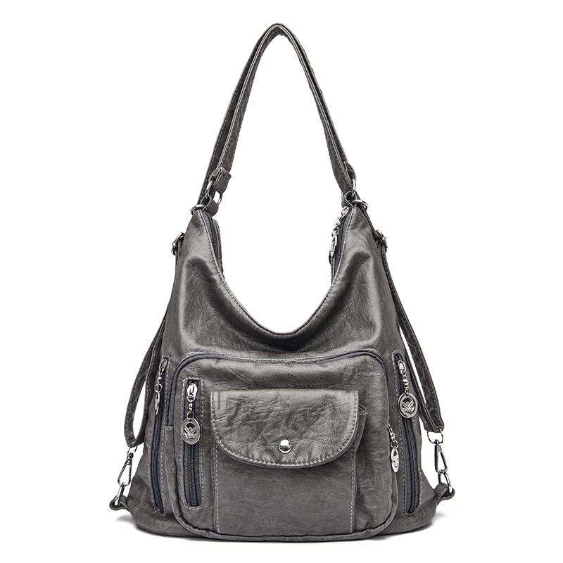 Women Handbag Solid Color Messenger Bag Large Shoulder Bag Synthetic Leather Bag
