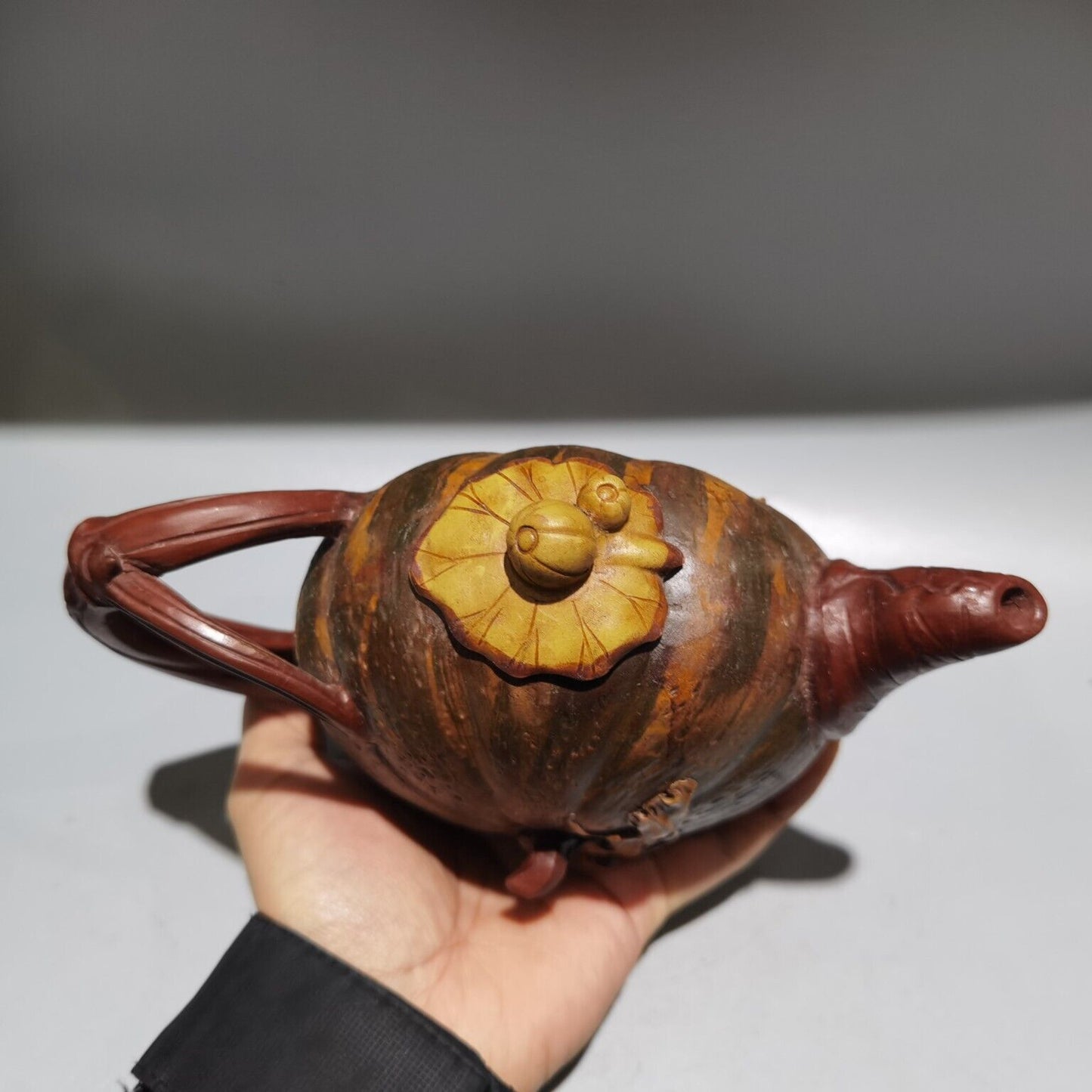 Vintage Chinese Yixing Purple Clay Teapot Zisha Ceremony Ceramic Pumpkin Teaware