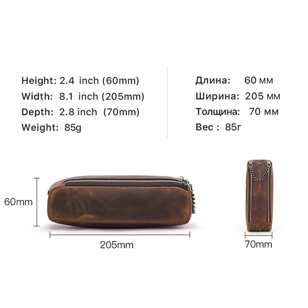 Genuine Leather Zipper Pen Pencil Case Bag Handmade Vintage Retro Creative Case