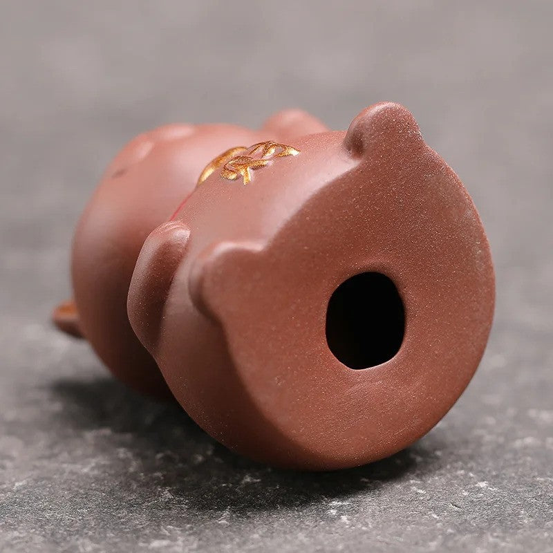 5.5cm Purple Sand Luck Cat Tea Pet Ornament Hand-carved Tea Play Decoration