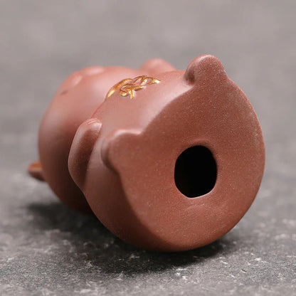 5.5cm Purple Sand Luck Cat Tea Pet Ornament Hand-carved Tea Play Decoration