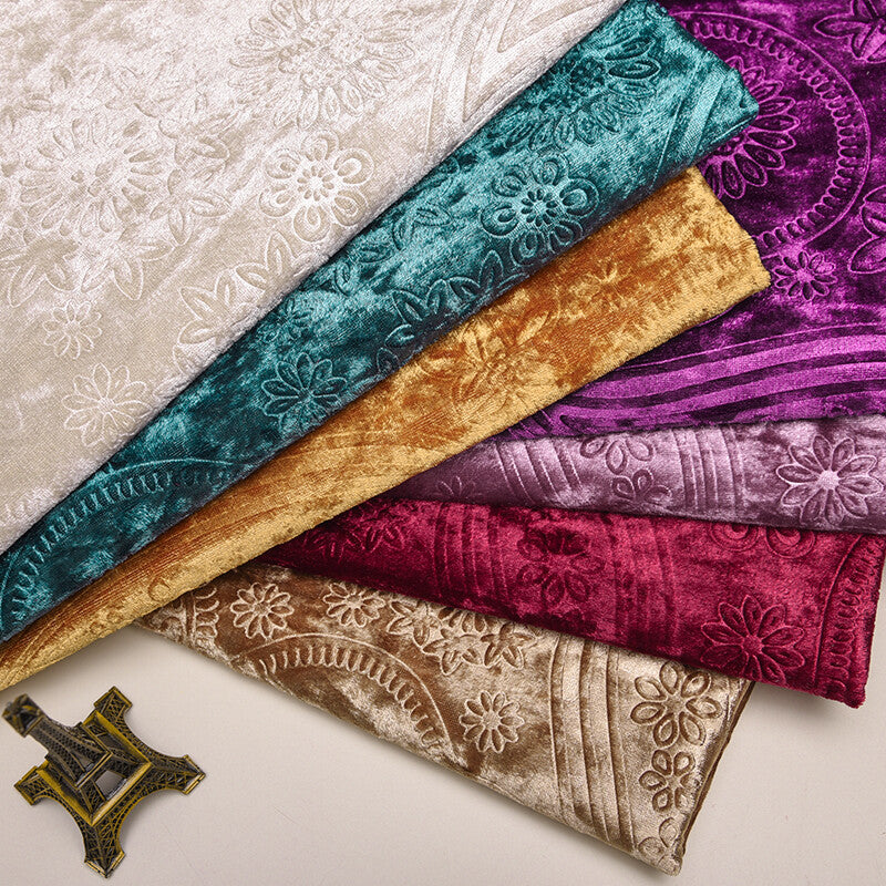 Embossing Floral Fabric Velvet Cloth Vintage for Sofa Cushions Cover Tablecloth