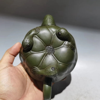 Green mud Chinese Yixing Zisha purple Clay Teapot Frog Lotus Leaf tea Pot 360ml