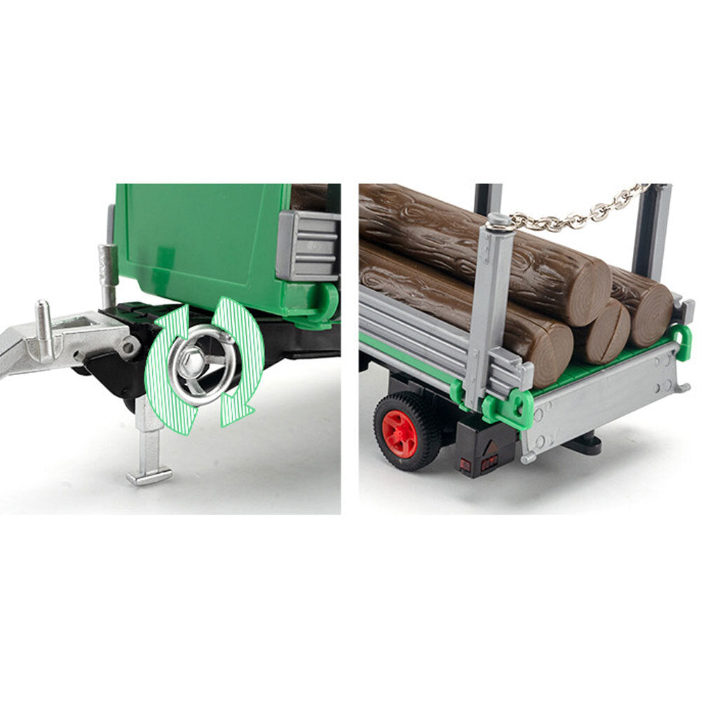 1/32 Farm Tractor Toy with Wood Transport Trailer Diecast Model Toy Vehicle