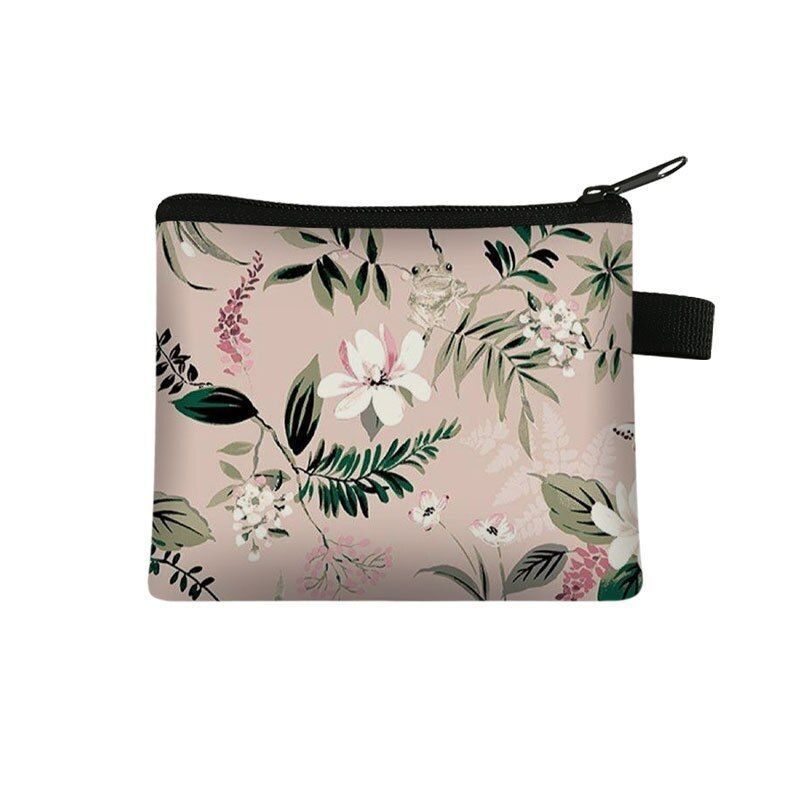 Floral Print 13.5*11 CM Cosmetic Bag Napkin Organizer Coin Card Lipstick Pouches