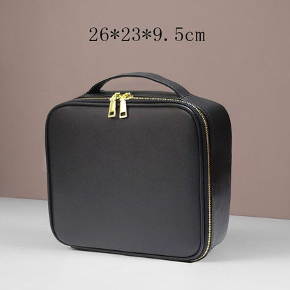 Leather Clapboard Cosmetic Bag Professional Make Up Case Large Traveling Insert