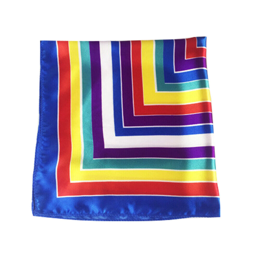 Women Small Print Silk Scarf Striped Headband Handle Bag Wristband Fashion