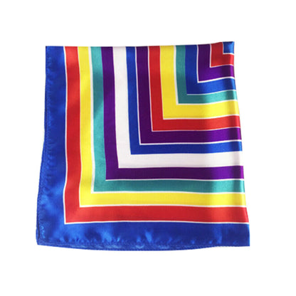 Women Small Print Silk Scarf Striped Headband Handle Bag Wristband Fashion