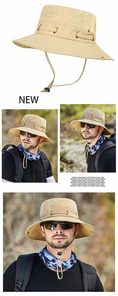 Summer Bucket Hat Mesh Breathable Outdoor Fishing Mountaineering Hiking Foldable