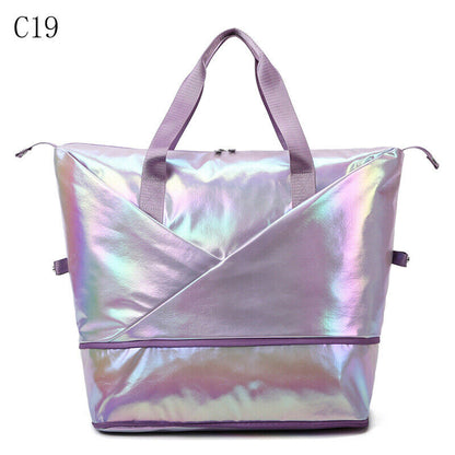 Pearlescent Folding Travel Shoulder Bag Waterproof Handbag Dry Wet Separation