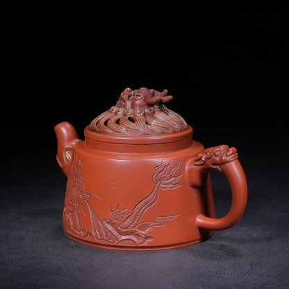 Chinese Yixing Zisha Clay Handmade Exquisite Teapot （龙吟（描金） 底款：朱可心）