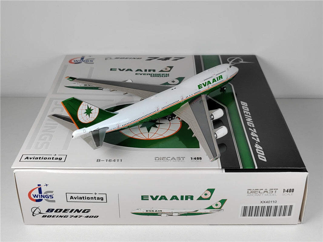 1:400 JC Wings EVA AIR BOEING B747-400 Passenger Airplane Diecast Aircraft Model