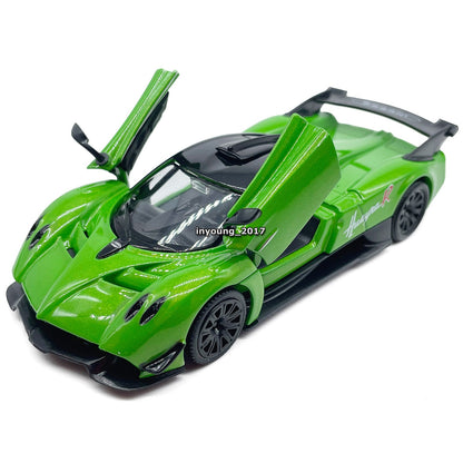 1/36 Pagani Huayra R Model Car Diecast Toy Vehicle for Boys Kids Gifts Green