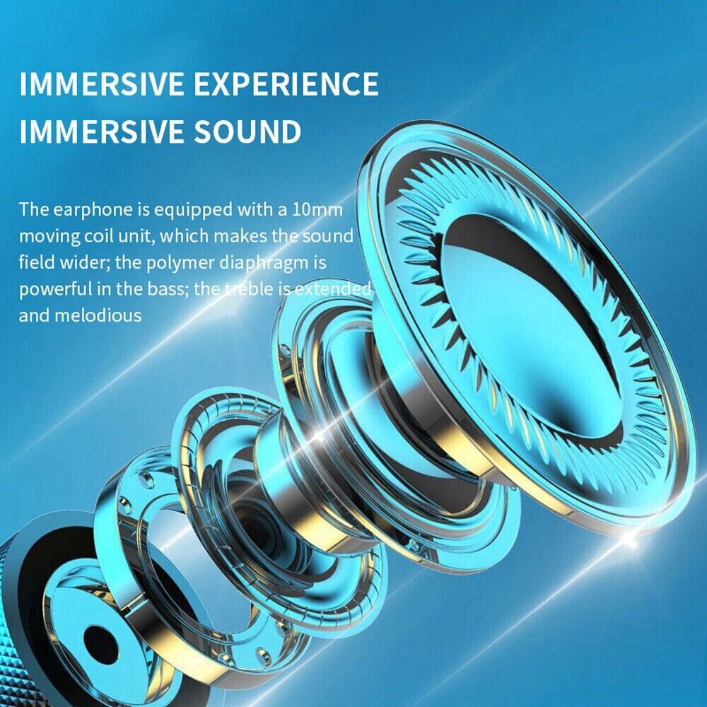 Wireless Bluetooth 5.2 Neckband Headphones Mic Headset Stereo Earbuds Earphone