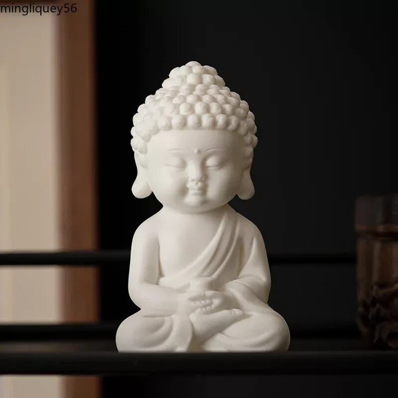 Cute Chinese White Porcelain Creative Small Buddha Statue Decoration Home