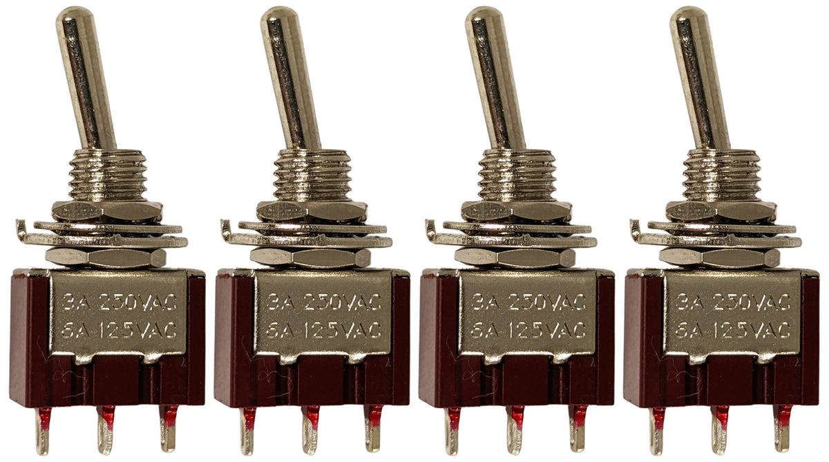 4 Pack Mini SPDT Toggle Switch w\ 3 Pin Solder Lug Termination,0.50"x0.31"x1.27"
