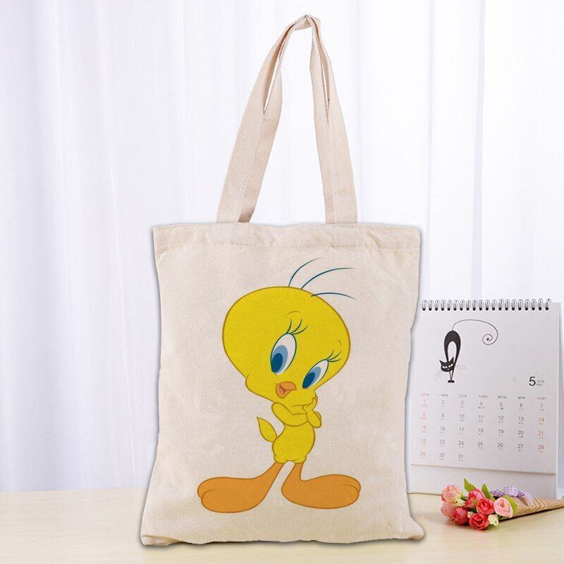 Printed Canvas Tote Bag 30x35cm Cotton Linen Handbag Shopping Women Handbag 1 PC