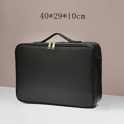Leather Clapboard Cosmetic Bag Professional Make Up Case Storage Handbag Travel