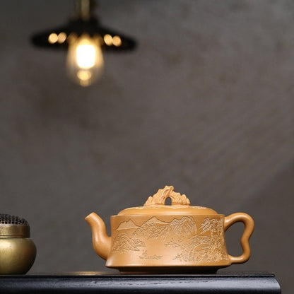 True Yixing Zisha Duan Clay Tea Pot HanWa Pot 7 Infuser Holes Carved Kungfu Pots