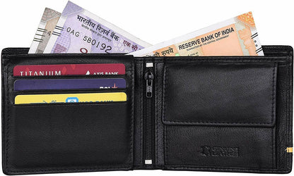 New Men's Black Colour Leather Bi-fold RFID Blocking Wallet Gift Item