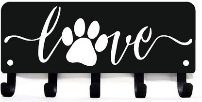 Puppy Dog Love Key Rack Hanger & Organizer - 6 inch/9 inch Wide Metal Wall Art